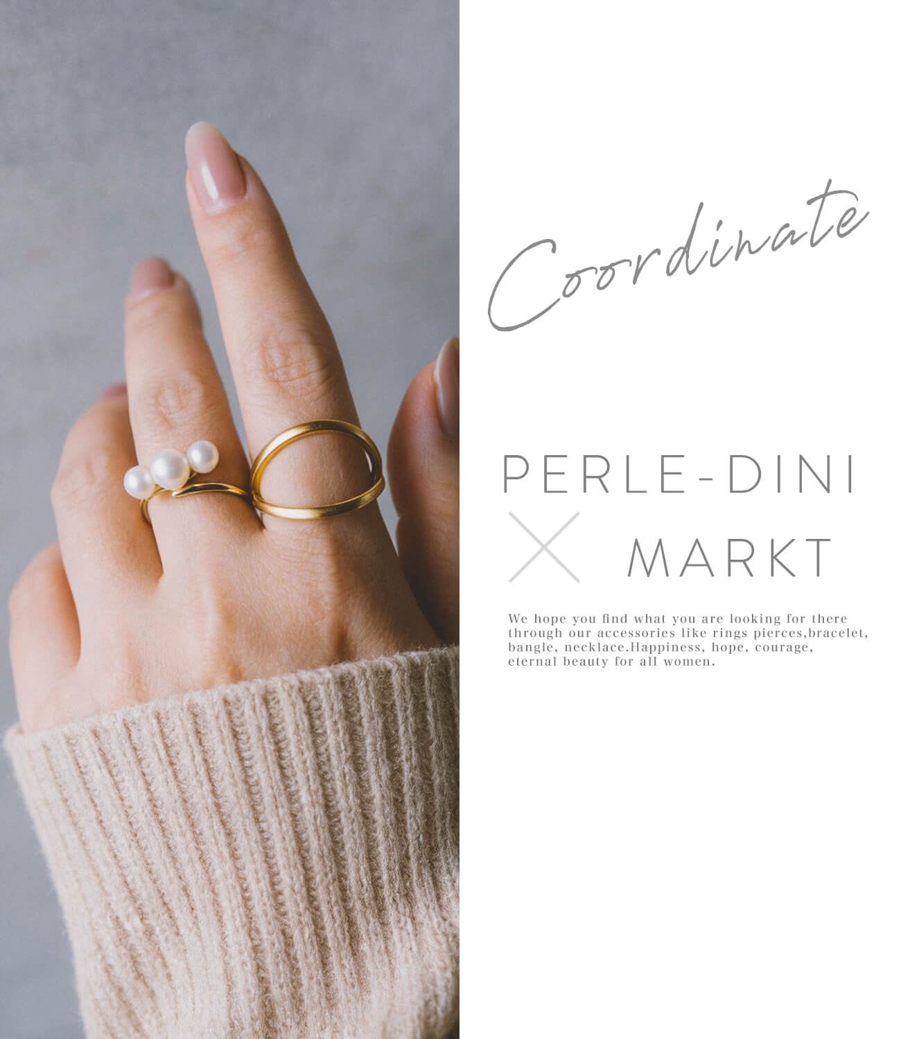指輪 重ね付け コーデ：PERLE-DINI×MARKT