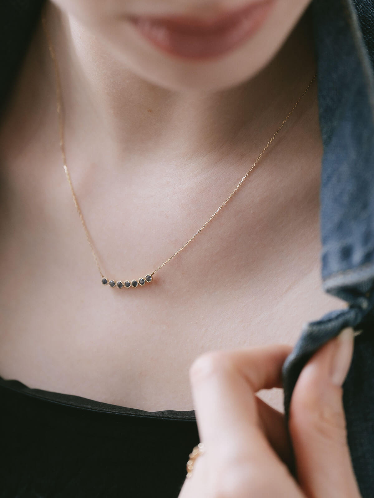 10K アイオライト 天然石 ネックレス