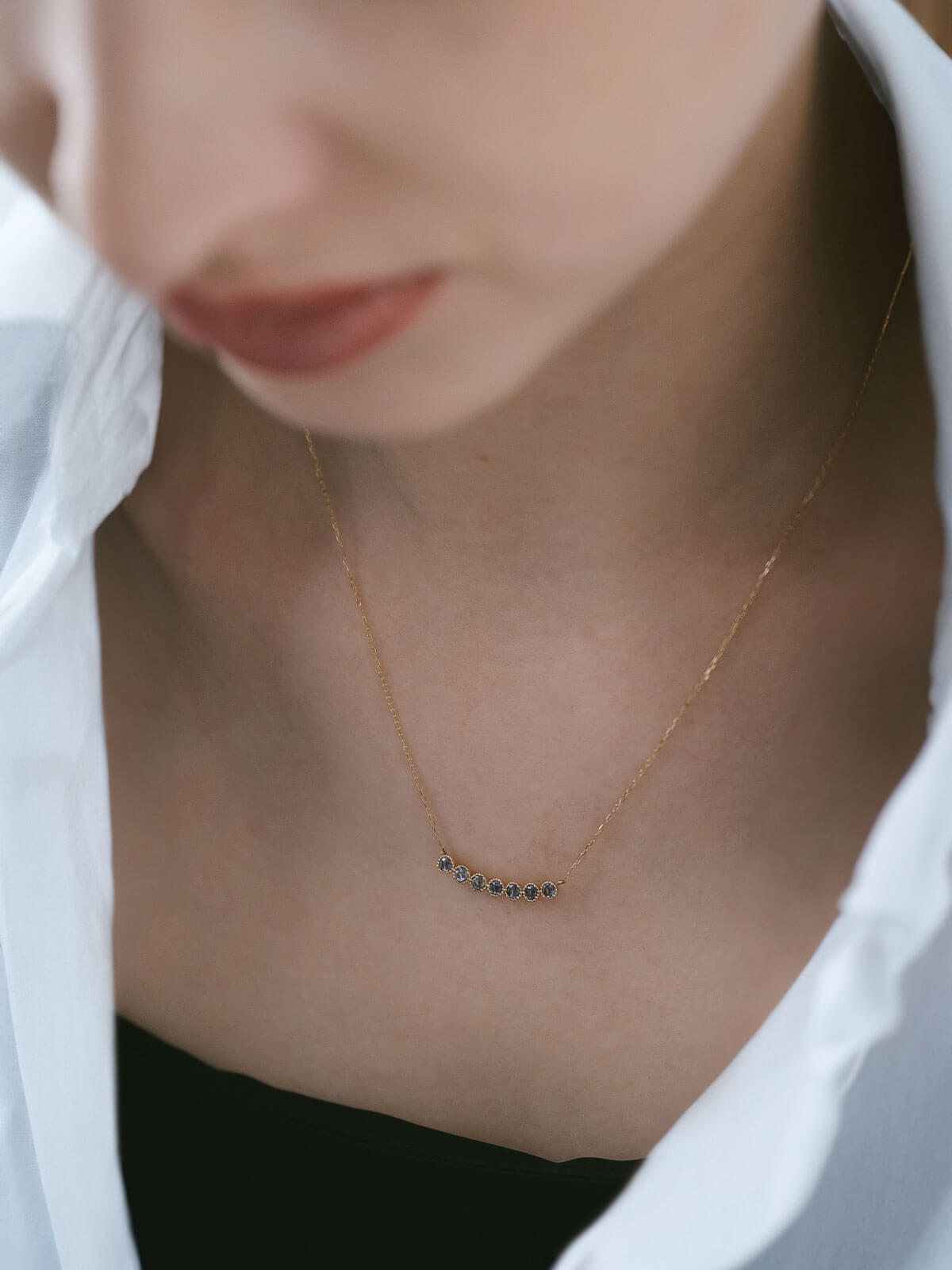 10K アイオライト 天然石 ネックレス