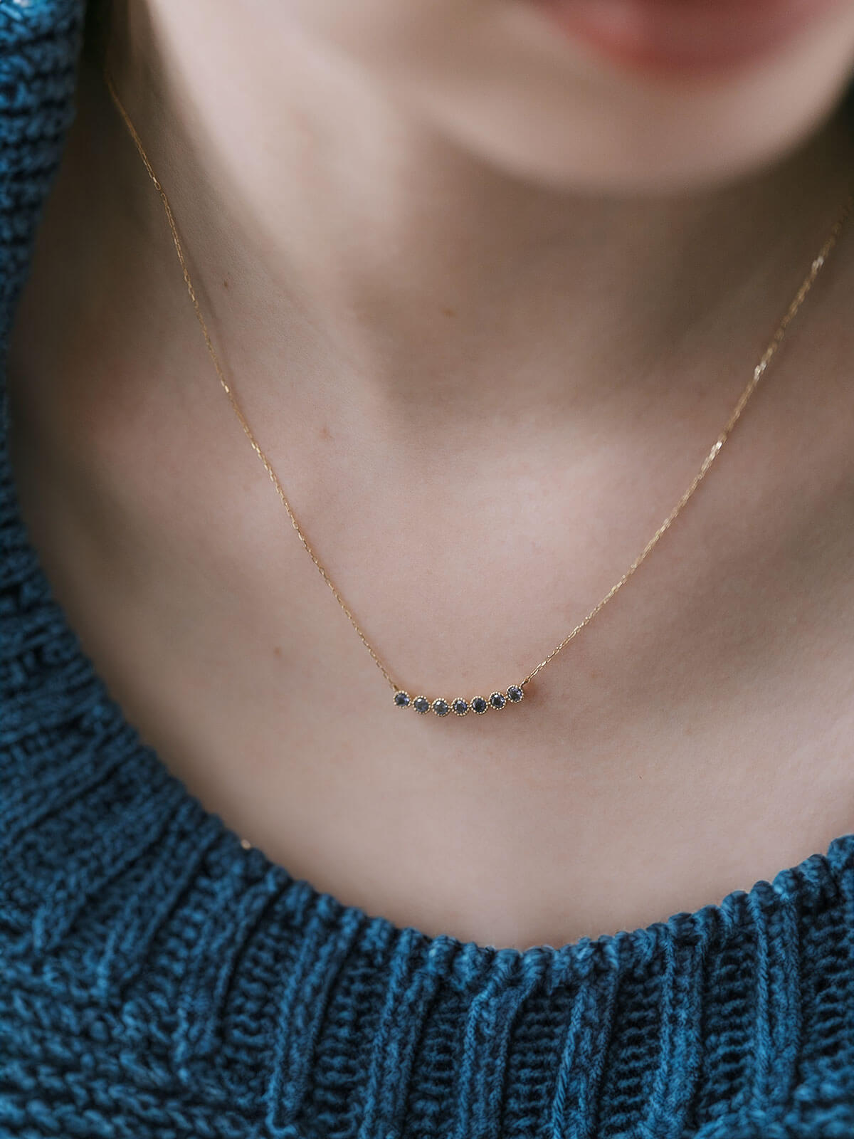 10K アイオライト 天然石 ネックレス