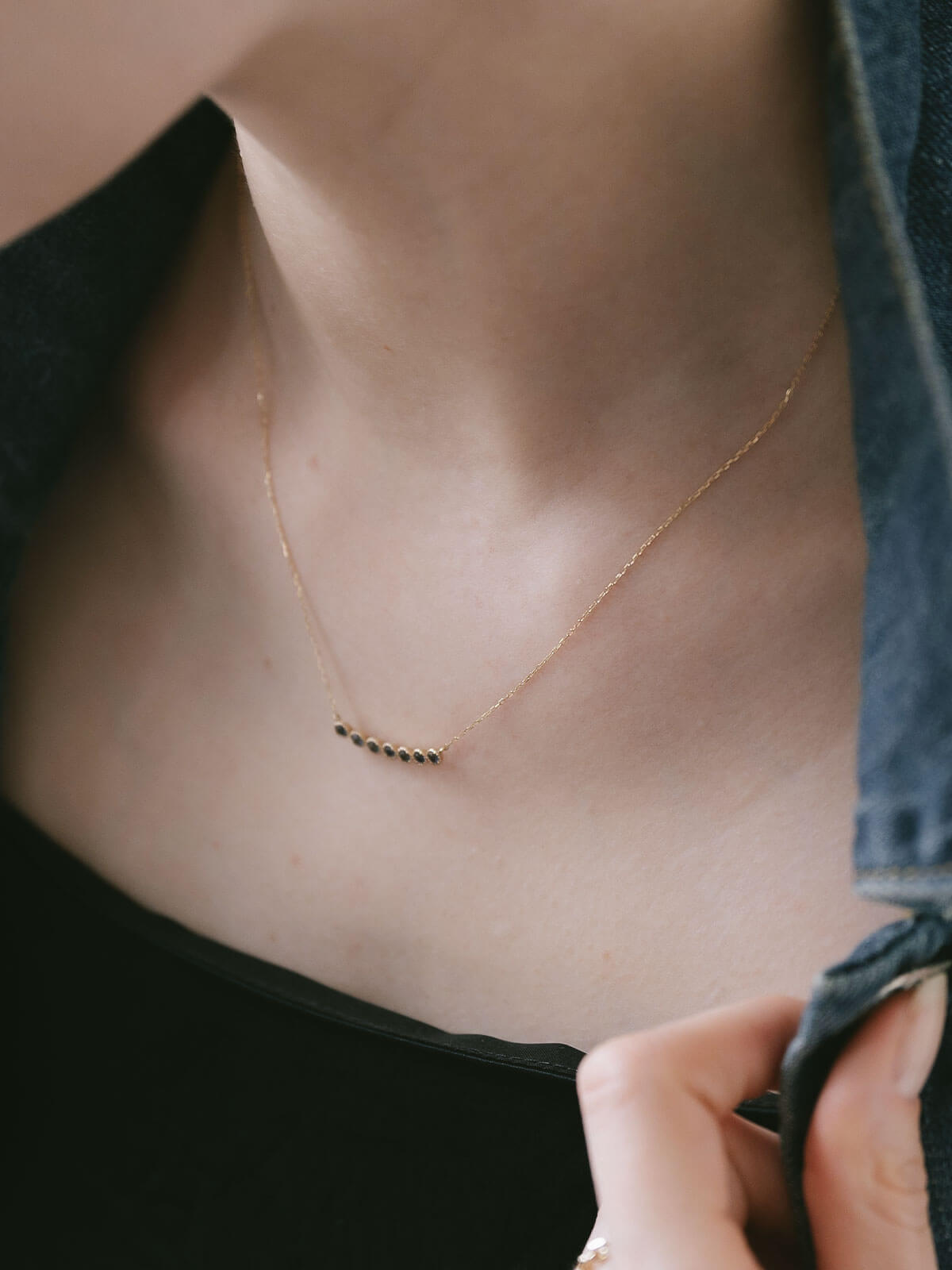 10K アイオライト 天然石 ネックレス