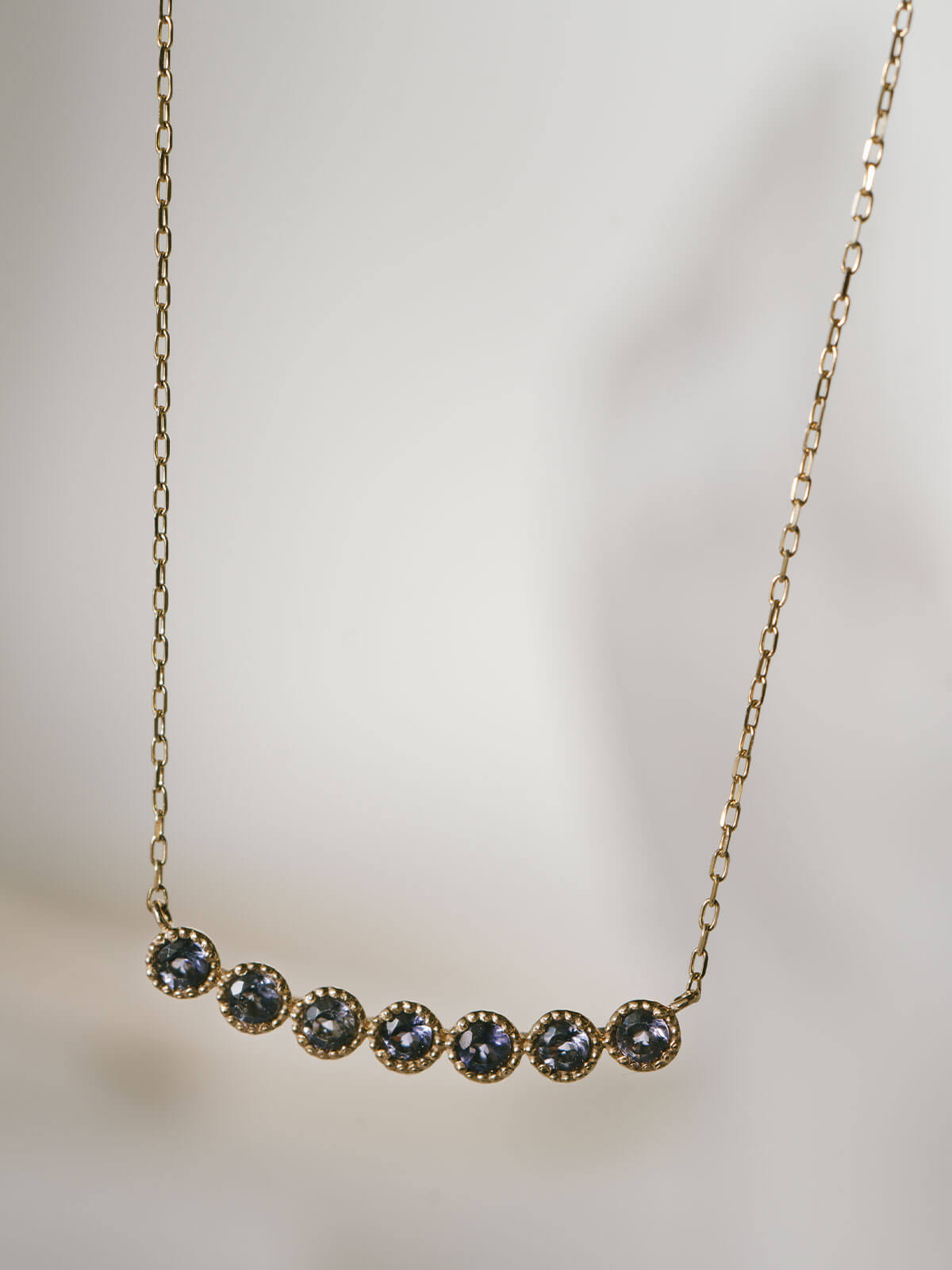 10K アイオライト 天然石 ネックレス