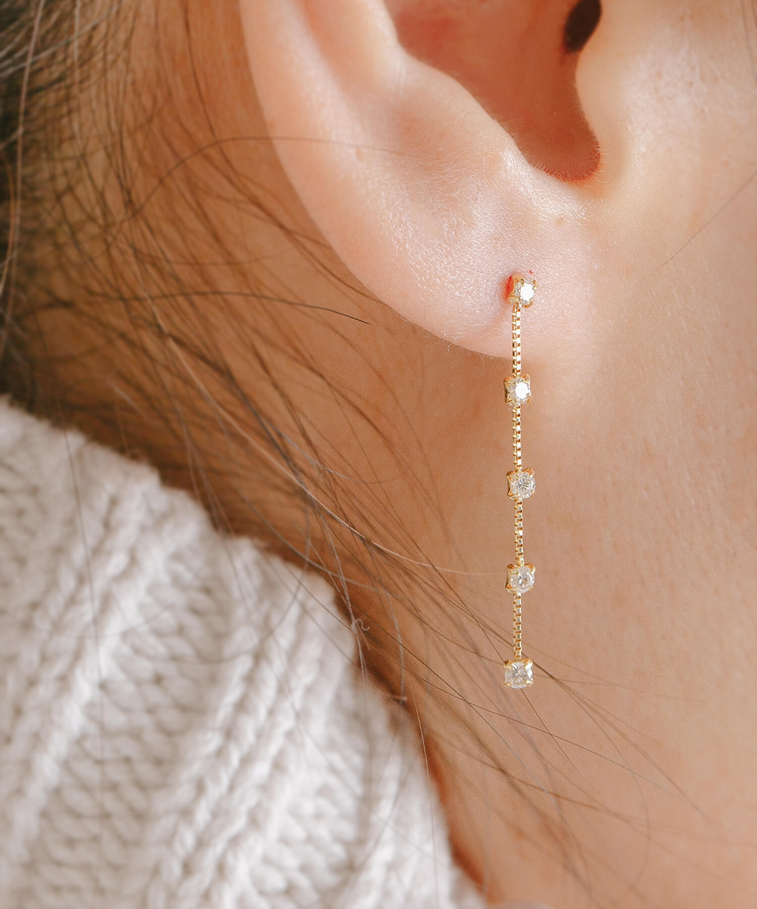 ダイヤ ダイヤモンド ピアス 18金 18K 揺れる レディース シンプル