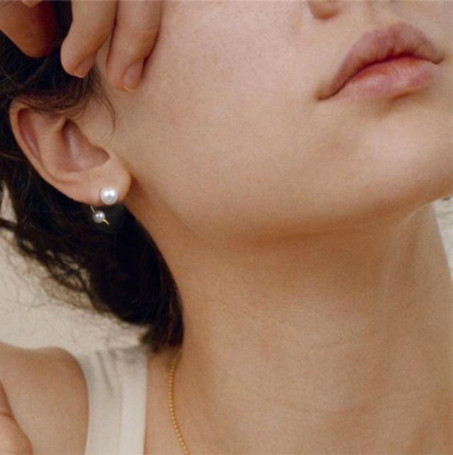 K18 Double Pearl Thorny Earrings FOLLETTA -フォレッタ- | Ops