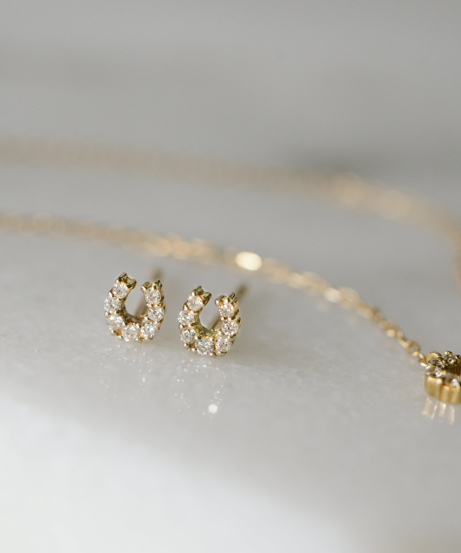 Tiny Diamond Motif Gold Necklace MELE NK -メレネックレス- | Ops