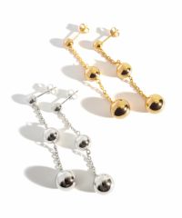 揺れる ピアス 金属アレルギー対応 かわいい シルバー ゴールド 18K仕上げ 【BAO バオ】 大きめ 大ぶり ボール チェーン ピアス シルバー925 両耳用 チェーンピアス ピアス カジュアル フォーマル おしゃれ