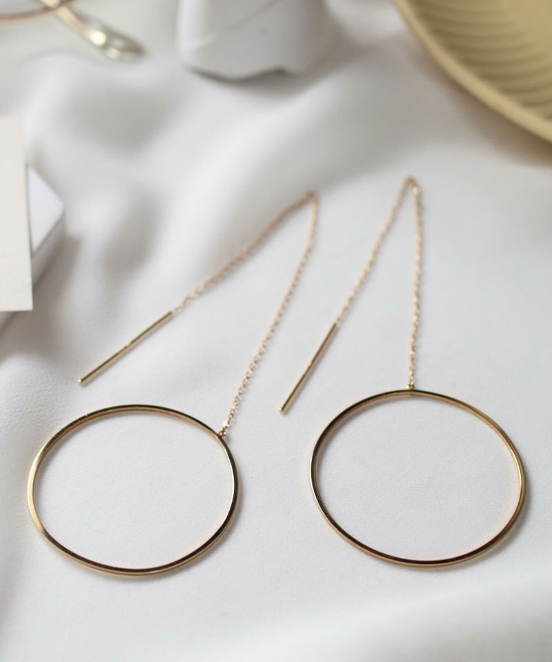 K18 Elegant Hoop Chain Earrings DENEB -デネブ- | Ops.(オプス