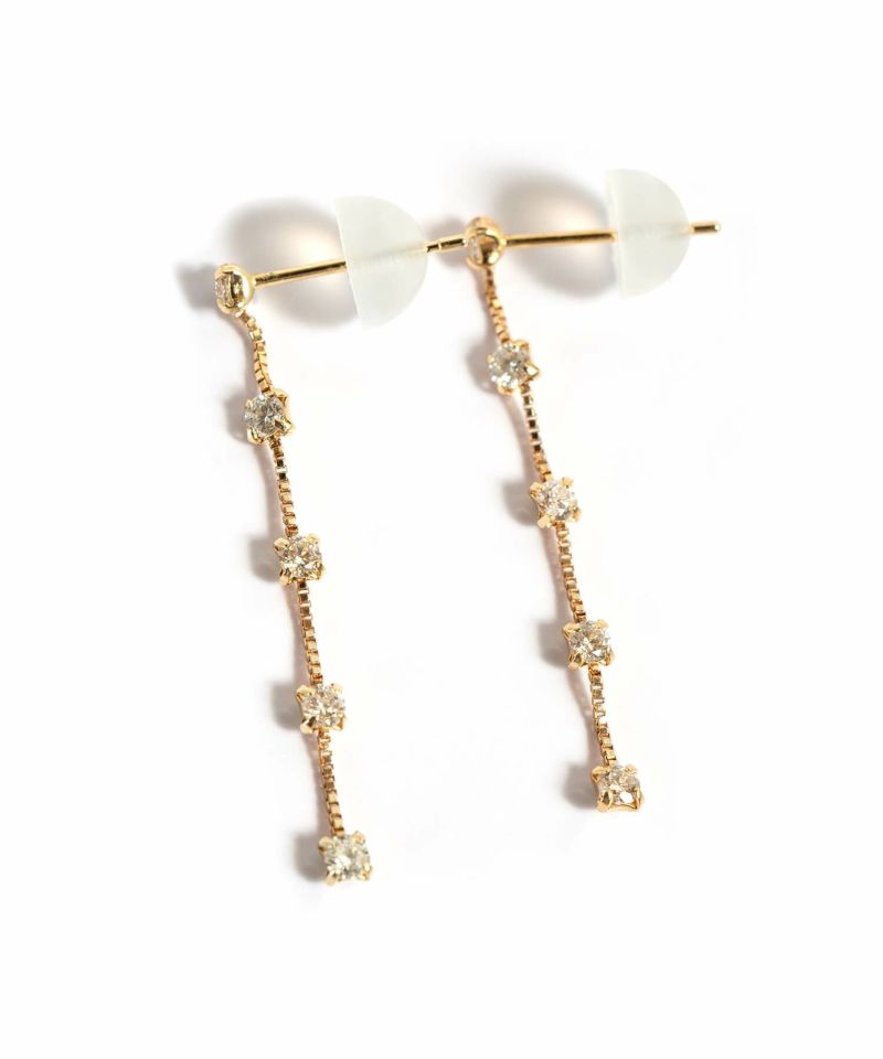 ダイヤモンド ピアス 揺れる 18金 ブランド 5連 天然 ダイヤモンド 甲府ブランド ロングピアス k18 １８k 大人 可愛い おしゃれ