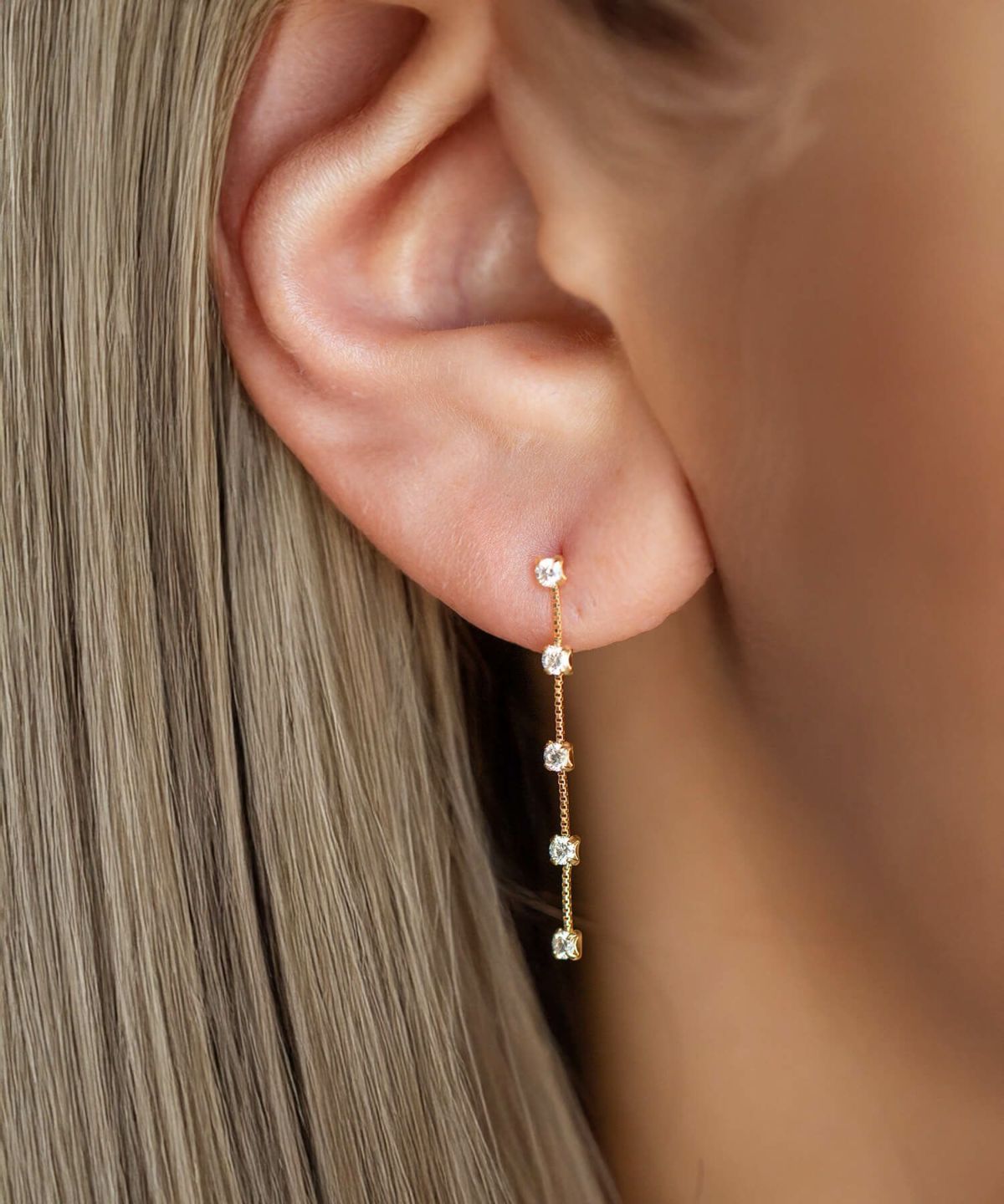 ダイヤモンド ピアス 揺れる 18金 ブランド 5連 天然 ダイヤモンド 甲府ブランド ロングピアス k18 １８k 大人 可愛い おしゃれ