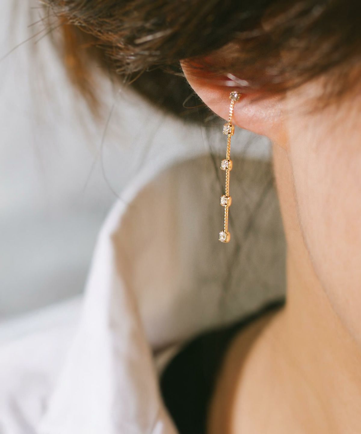 ダイヤモンド ピアス 揺れる 18金 ブランド 5連 天然 ダイヤモンド 甲府ブランド ロングピアス k18 １８k 大人 可愛い おしゃれ