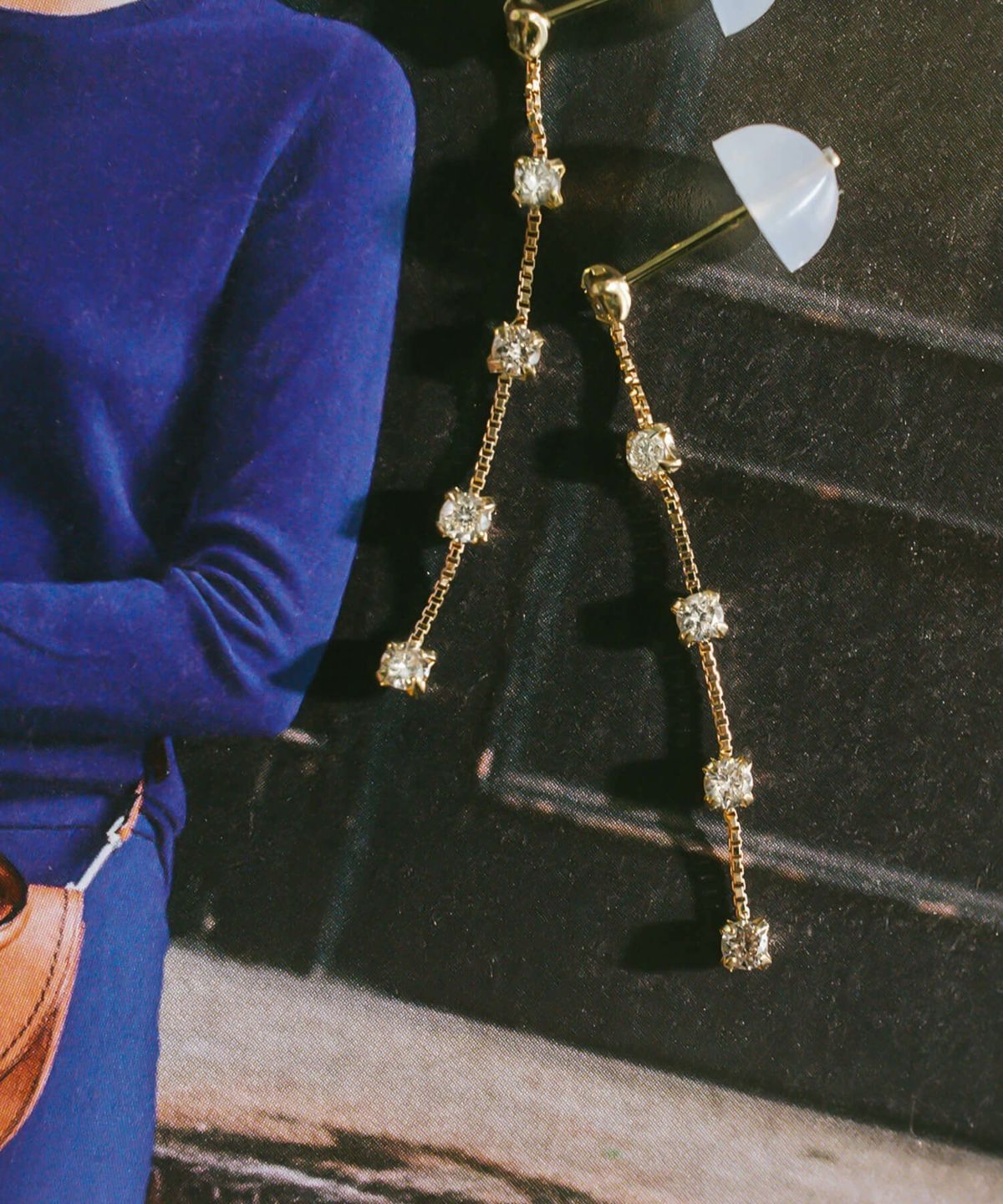 ダイヤモンド ピアス 揺れる 18金 ブランド 5連 天然 ダイヤモンド 甲府ブランド ロングピアス k18 １８k 大人 可愛い おしゃれ