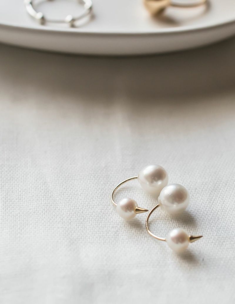 K18 Double Pearl Thorny Earrings FOLLETTA -フォレッタ- | Ops ...