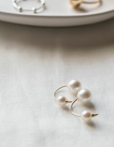 K18 Double Pearl Thorny Earrings FOLLETTA -フォレッタ- | Ops