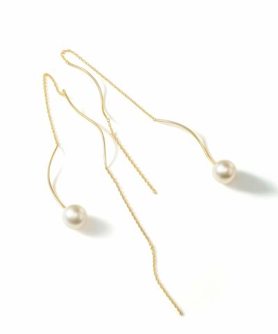 K18 Wavy Long Earrings ORNE WAVE -オルヌウェーブ- | Ops.(オプス