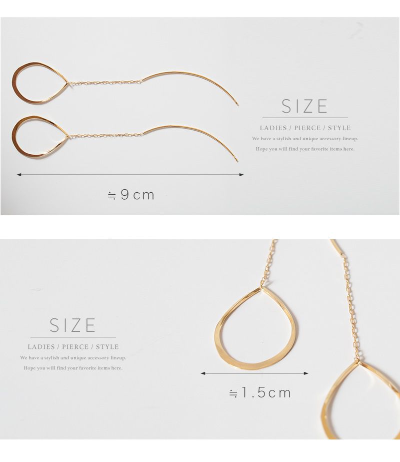 18k ピアス フープ 揺れる 【ORTEAR オルティア】 18金 金属アレルギー 対応 レディース ジュエリー アクセサリー プレゼント フープピアス フックピアス ラインピアス カジュアル 大人 可愛い おしゃれ