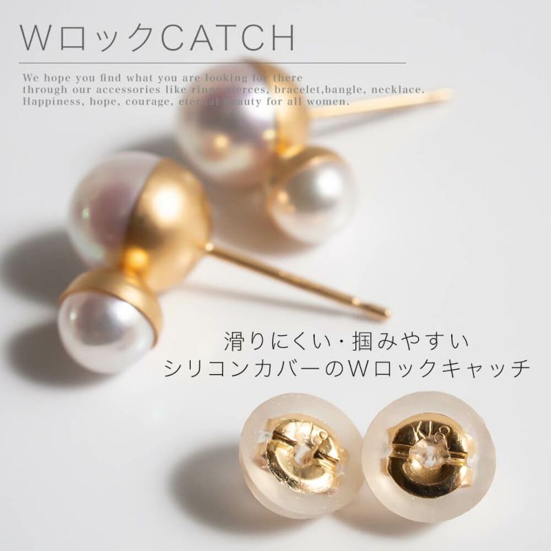 K18 Twin Pearl Harf Cap Earrings POLLUX -ポルクス- | Ops.(オプス 