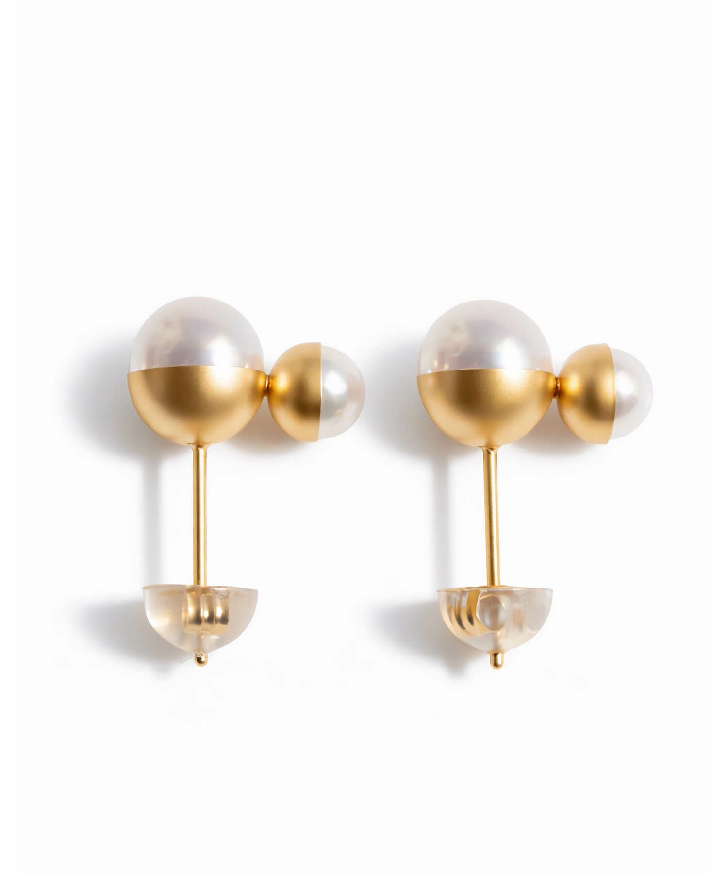 K18 Twin Pearl Harf Cap Earrings POLLUX -ポルクス- | Ops.(オプス