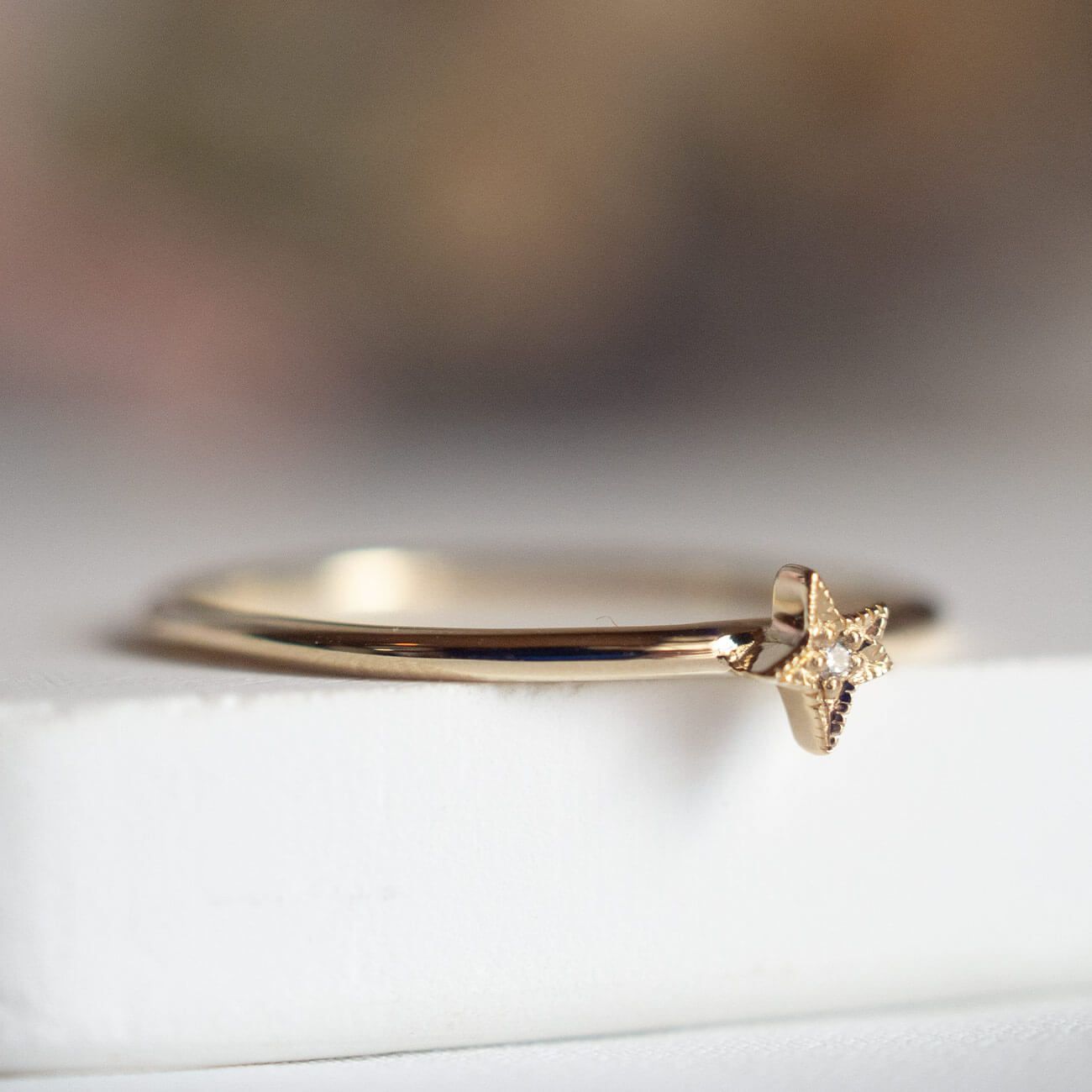 星 リボン 10K ゴールド リング 【forafora フォラフォラ】 ピンキーリング 10金 ダイヤモンド リング ゴールド アクセサリー ジュエリー ゴールドリング ダイヤ カジュアル フォーマル 指輪 重ね付け 小指 人差し指 指輪