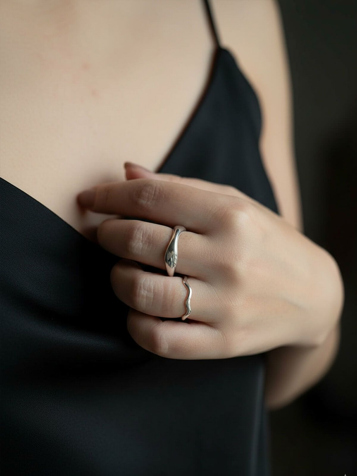 シルバーリング シンプル 太め 大ぶり 人差し指 指輪 重ね付け おしゃれ レディース