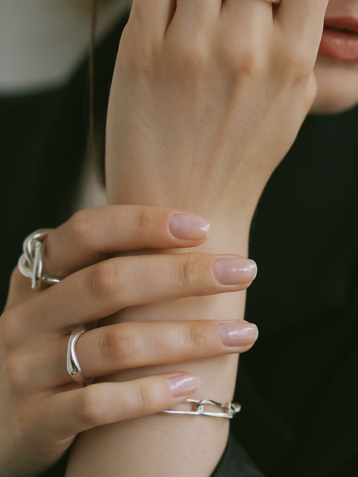 シルバーリング シンプル 太め 大ぶり 人差し指 指輪 重ね付け おしゃれ レディース