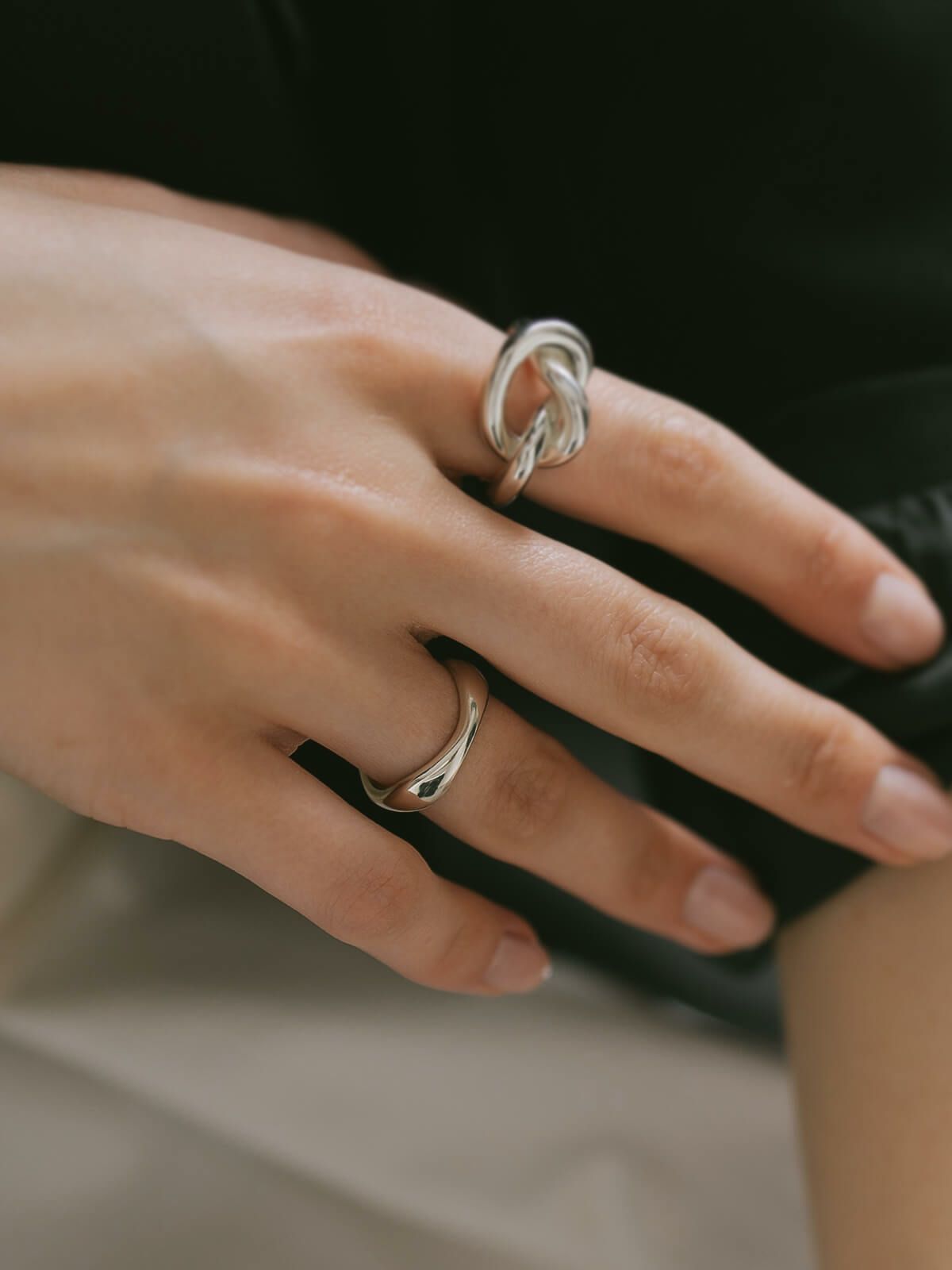 シルバーリング シンプル 太め 大ぶり 人差し指 指輪 重ね付け おしゃれ レディース