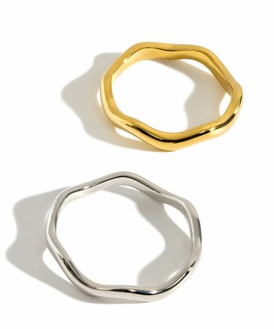 金属アレルギー 安心 シルバー925 リング シンプル 【LOROC ロロック】 シルバー ゴールド リング シルバーリング ゴールドリング 太め レディース 中指 人差し指 指輪 おしゃれ 18金 リング ゴールド 指輪 ジュエリー アクセサリー ウェーブ 波 指輪 重ね付け