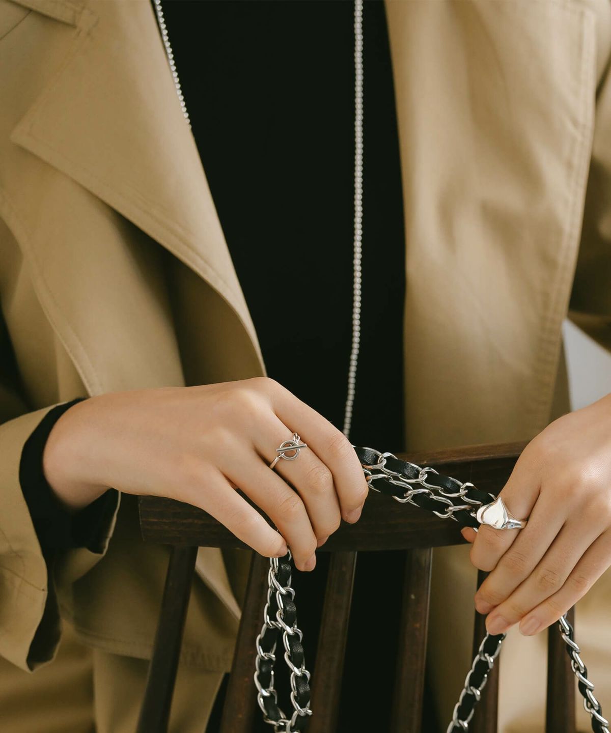 指輪 リング ブランド おしゃれ 指輪人差し指 レディース シンプル マンテル チェーン