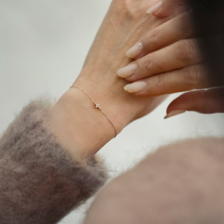 Tiny Diamond Motif Gold Bracelet MELE BR K18 -メレブレスレットK18 