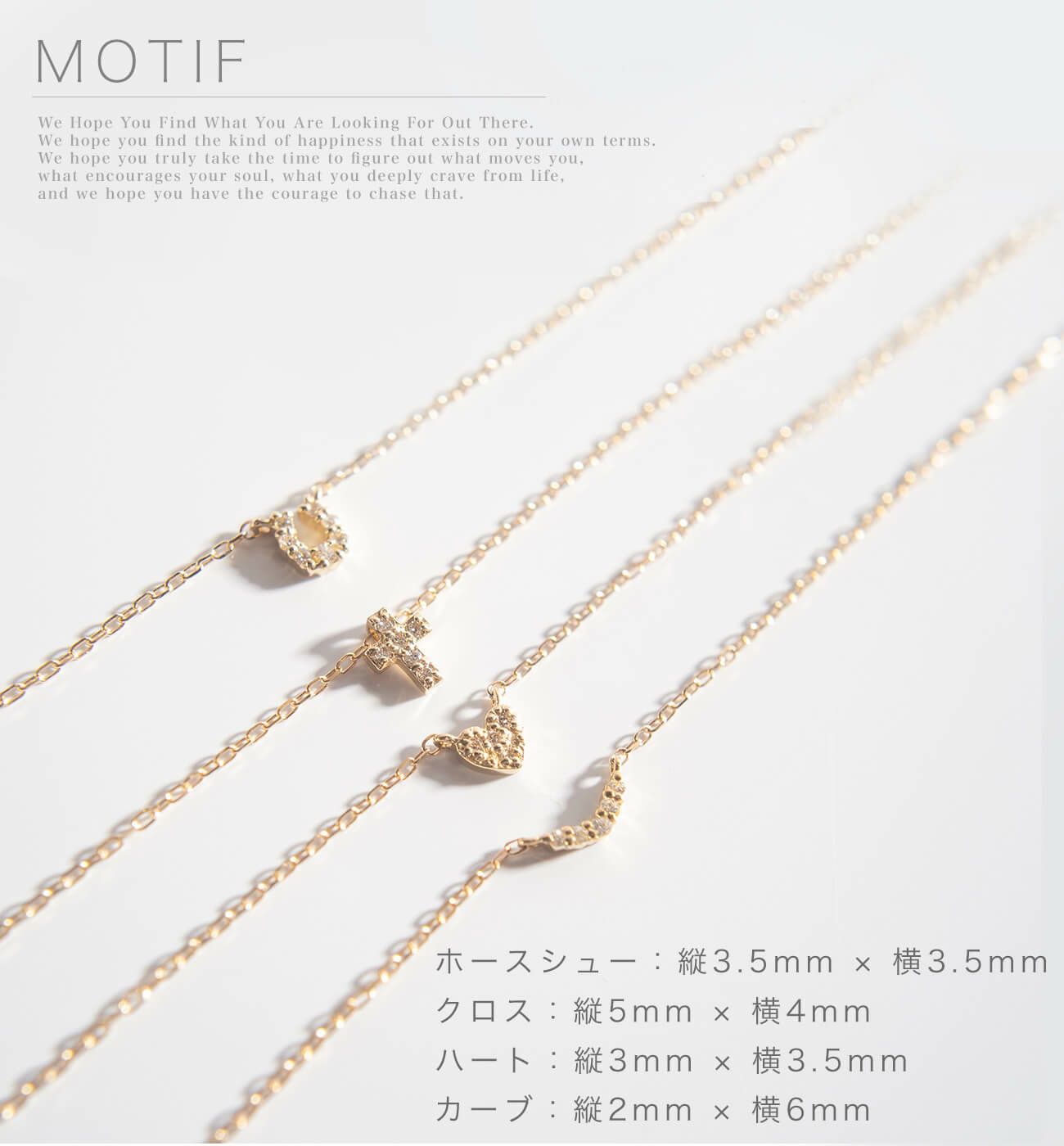 Tiny Diamond Motif Gold Necklace MELE NK -メレネックレス- | Ops