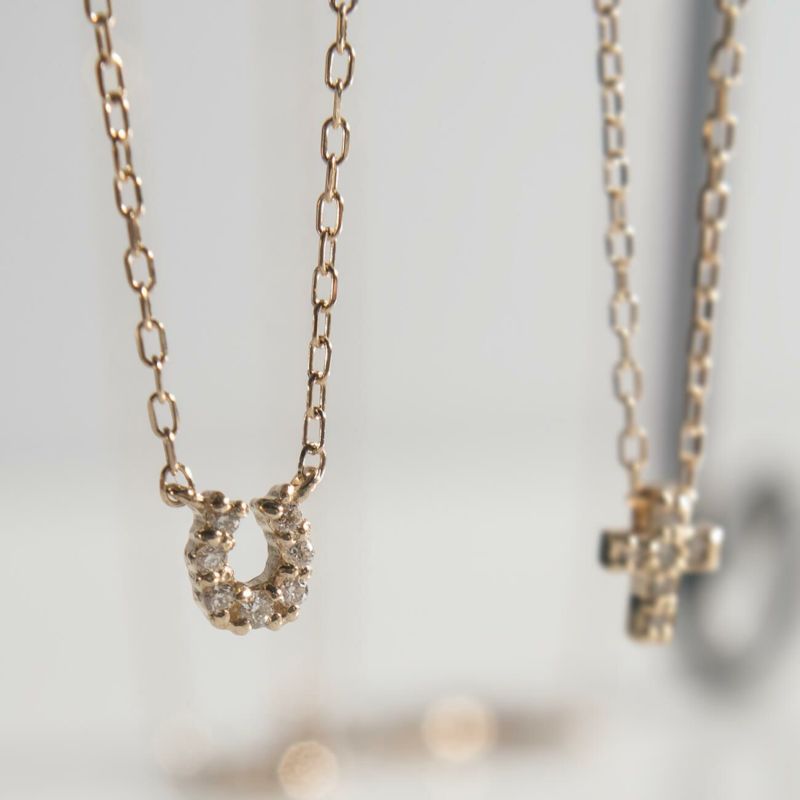 Tiny Diamond Motif Gold Necklace MELE NK -メレネックレス- | Ops