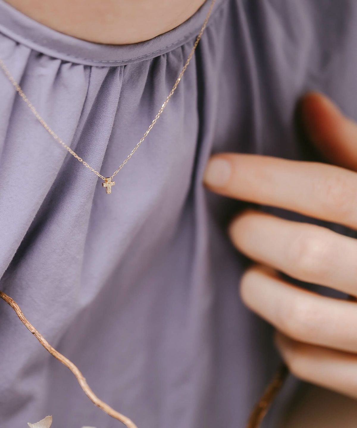 ネックレス クロス 十字架 ダイヤモンド レディース ブランド 18K 18金