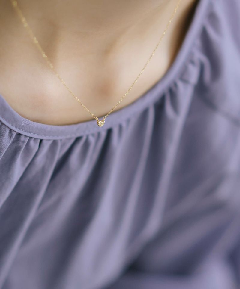 Tiny Diamond Motif Gold Necklace MELE NK -メレネックレス- | Ops