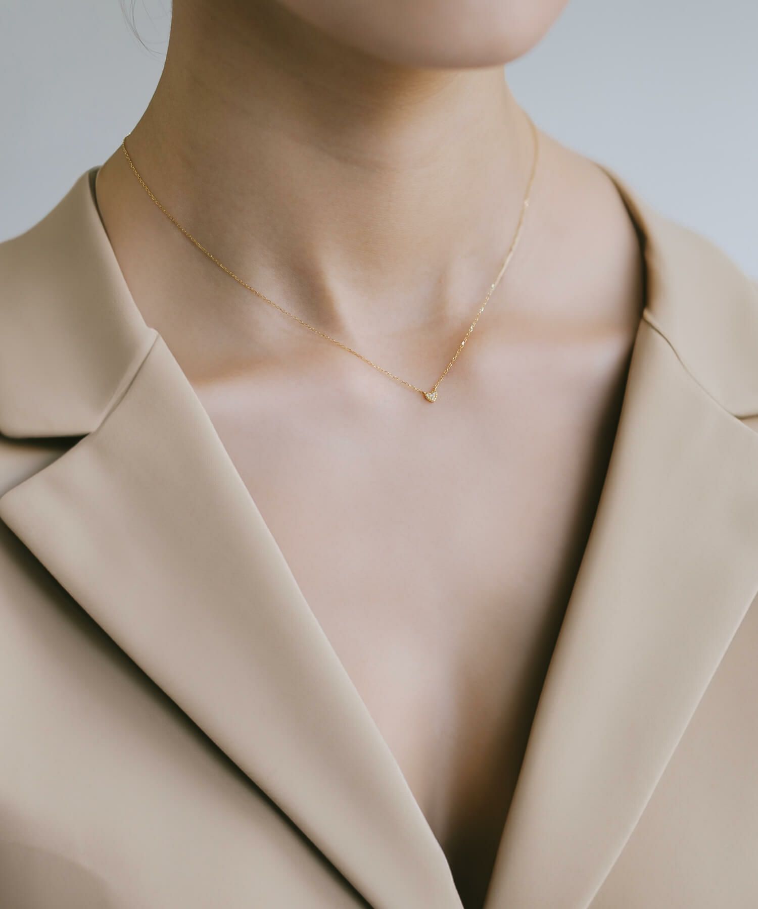 Tiny Diamond Motif Gold Necklace MELE NK K10 -メレネックレスK10