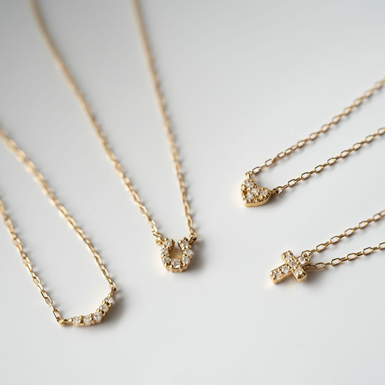 Tiny Diamond Motif Gold Necklace MELE NK K10 -メレネックレスK10