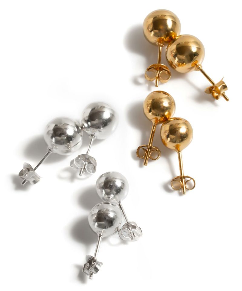 Silver925 Round Ball Stud Earrings HELMIE -ヘルミー- | Ops