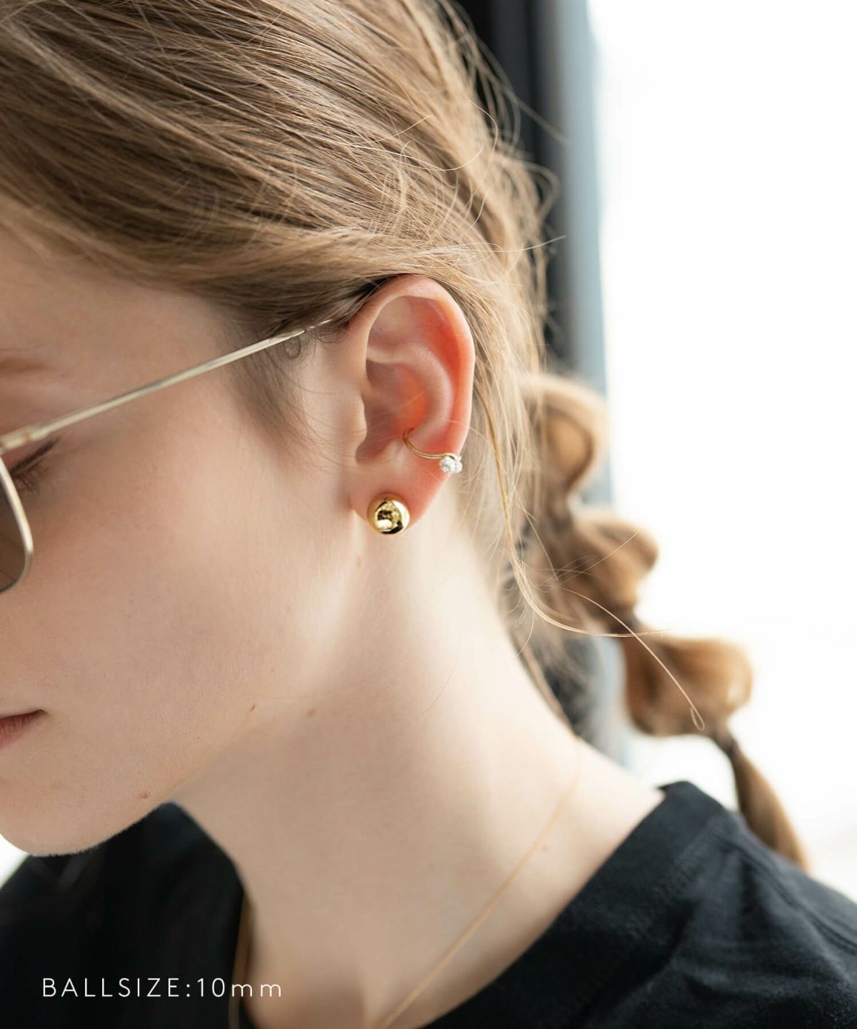 ピアスキャッチボールシルバー925大きめ大ぶり丸玉【HELMIEヘルミー】ピアス丸イエローゴールドスタッドピアスボールボールピアスメタルボール円形ピアス金属アレルギー18金ピアスゴールド大ぶり金属アレルギーピアス
