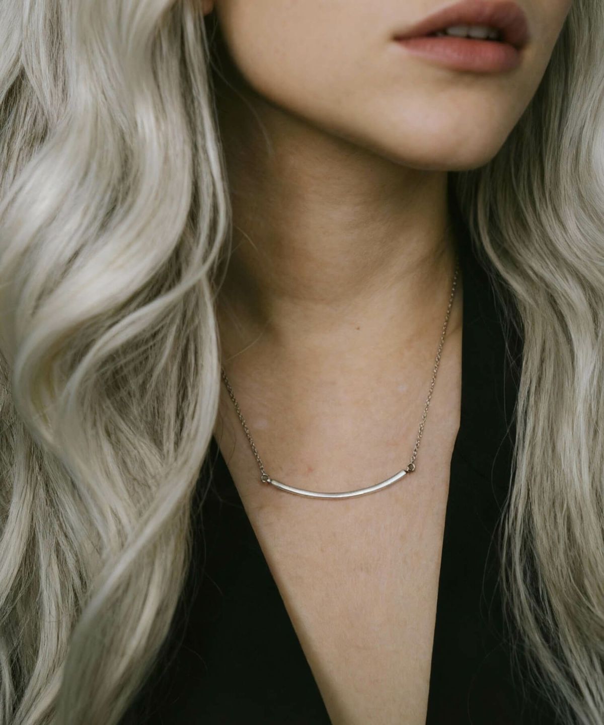 ネックレス レディース シンプル シルバー ゴールド ネックレス 【Tigo ティゴ】 silver925 18KGP スマイルライン プレート 金属アレルギー対応 シルバー925 silver925 小豆チェーン 長さ40cm+5cm おしゃれ 大人 可愛い