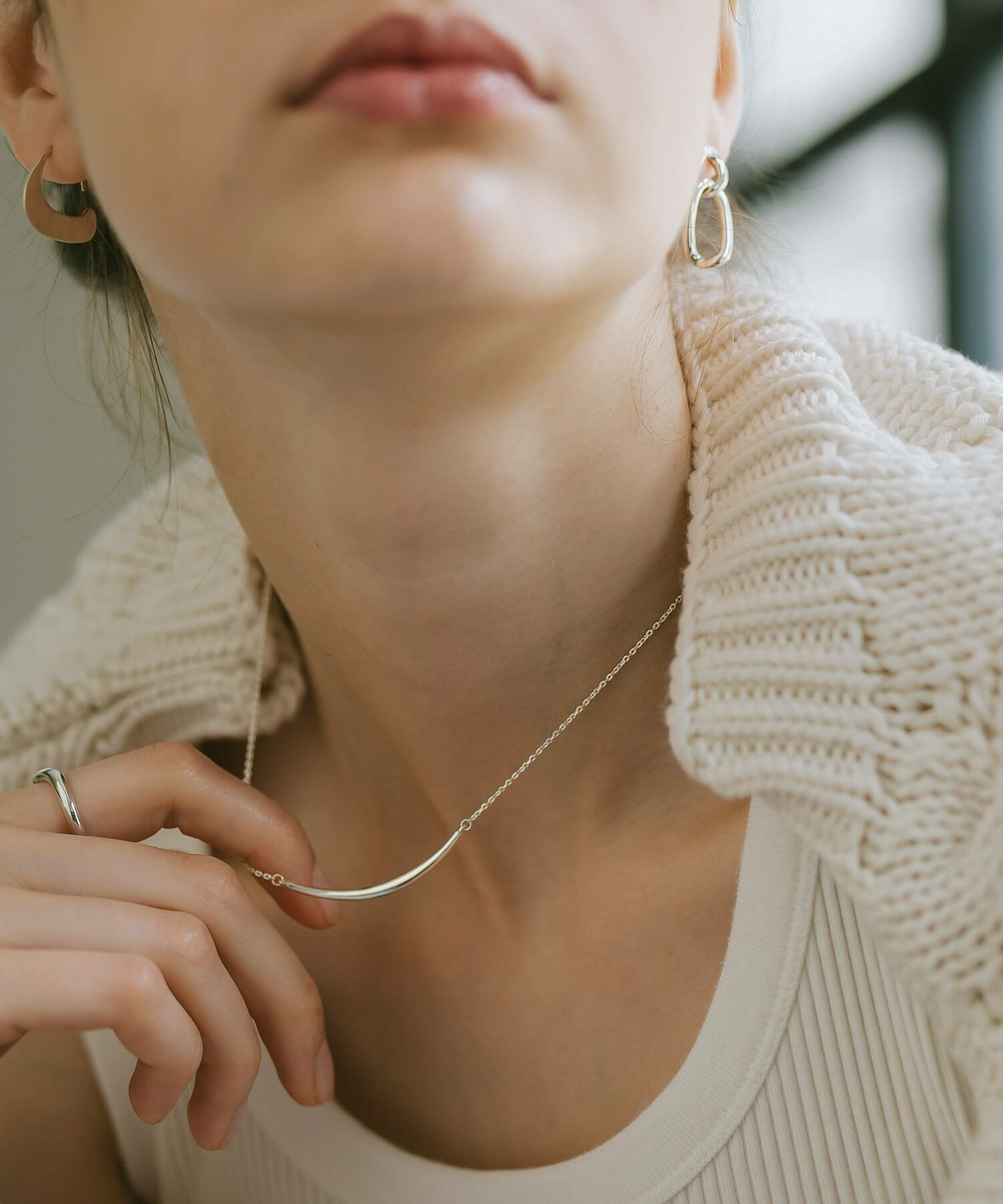 Silver925 Smile Line Bar Necklace TIGO-NK -ティゴ- | Ops.(オプス