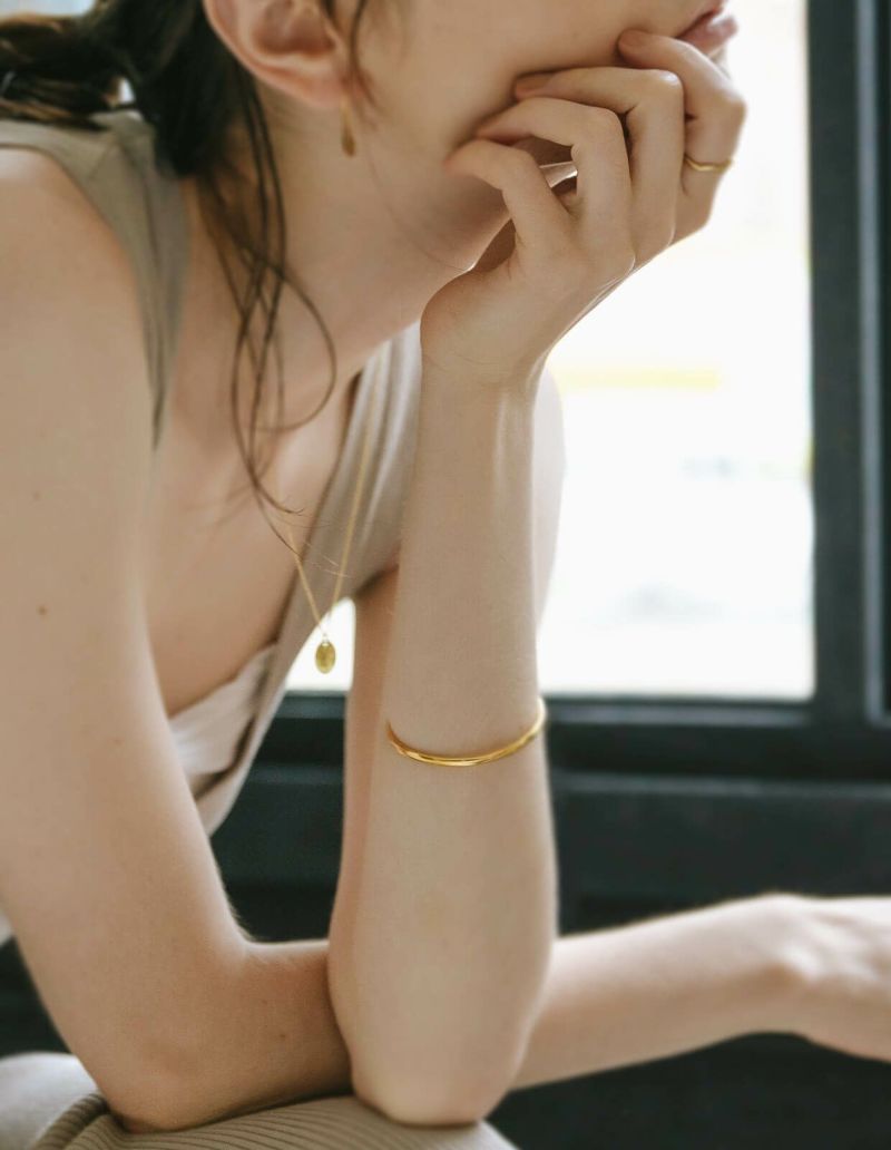 Silver925 Smooth Round Open Bangle LADIER -ラディエール