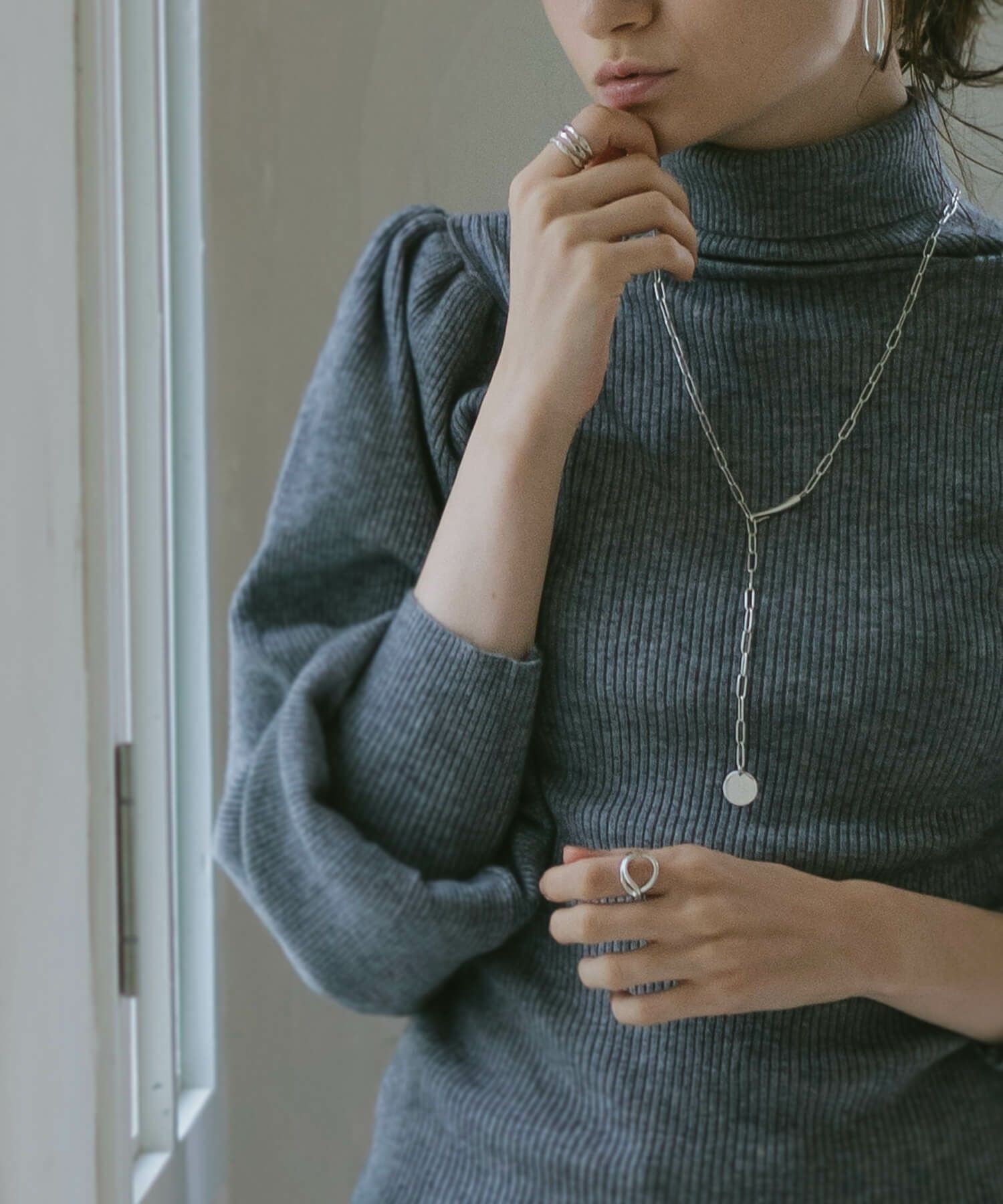 コインネックレス 無地 コイン ロング ネックレス レディース シンプル シルバー ネックレス 【Novac ノバック】 ペタル 丸 ラウンド サークル 金属アレルギー対応 シルバー925 silver925 たたき 小豆チェーン 長さ70cm+ 5cm おしゃれ 大人 可愛い ブランド