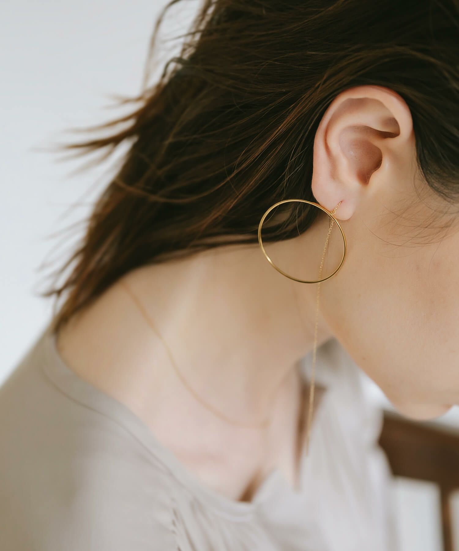 K10 Elegant Hoop Chain Earrings DENEB K10 -デネブ- | Ops.(オプス 