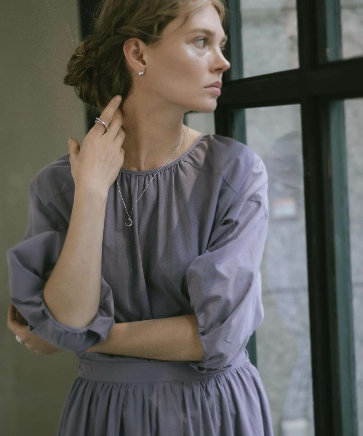 【訳ありアウトレット品】★通常価格→アウトレット価格 三日月 月 ネックレス レディース シンプル シルバー ネックレス 【Luneve ルネーブ】 クレセント ムーン 金属アレルギー対応 シルバー925 silver925 たたき 小豆チェーン 長さ48cm 51cm おしゃれ 大人 可愛い