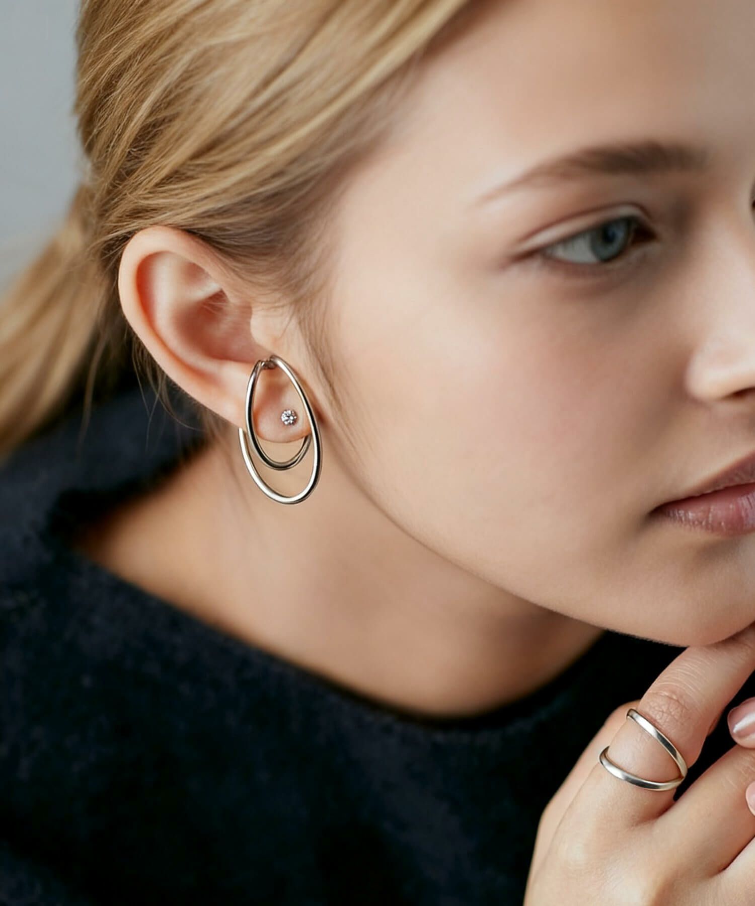 【TV番組衣装協力】 イヤーカフ 大ぶり 金属アレルギー対応 レディース 【PALUNI パルニ】 シンプル シルバー925 かわいい かっこいい おしゃれ ノンホールピアス 片耳用 両耳用 18k ゴールド仕上げ イヤリング Silver925 フック カジュアル フォーマル  男女兼用 イヤカフ