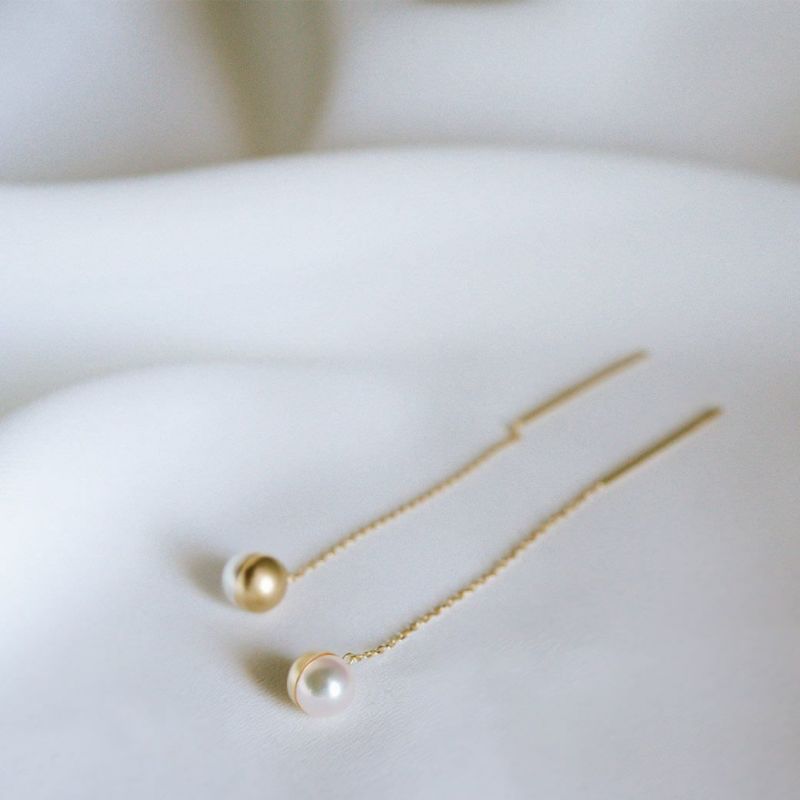 Elegant Pearl Chain Earrings PRENDOR-HAPA -プレドールハパ- | Ops