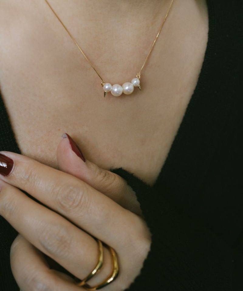 K10 Spike Studs Pearl Necklace QUATLUNE -カトルネ- | Ops