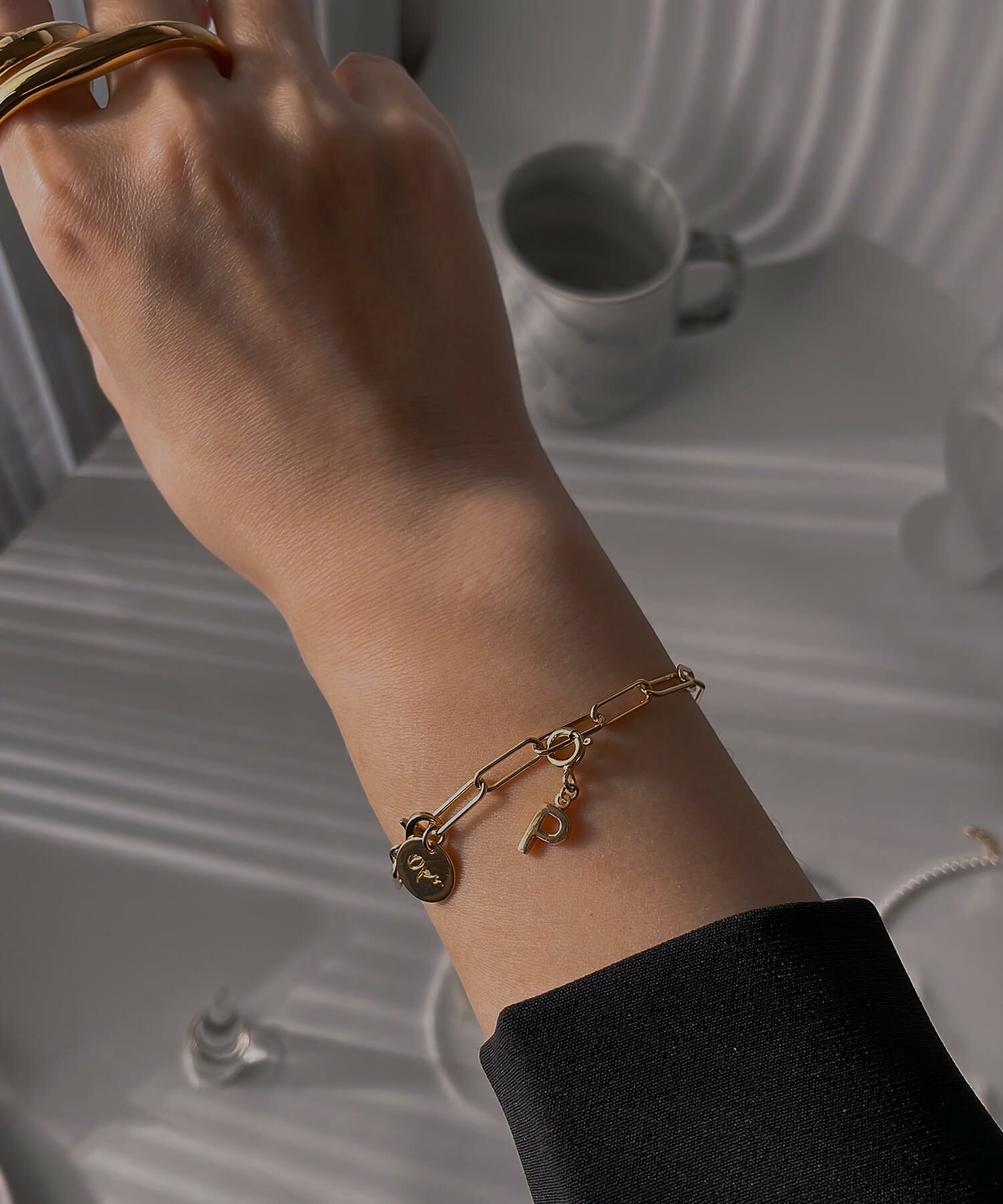 金属アレルギー対応 シルバー925 ゴールド ブレスレット レディース チェーン 【Ronoel ロノエル】 18K仕上げ チェーンブレスレット 鎖 留め具 シルバー925 太め 大ぶり ざっくり バングル 金属アレルギー対応 おしゃれ