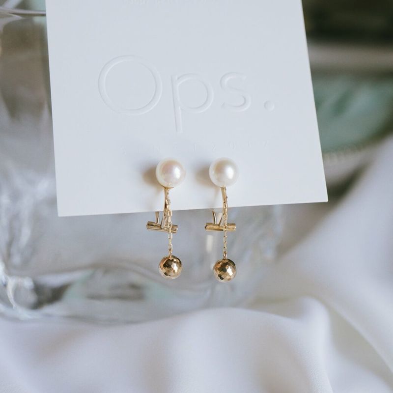 K10 Pearl & Mirror Ball Earrings CIRERRA -シレラ- | Ops.(オプス