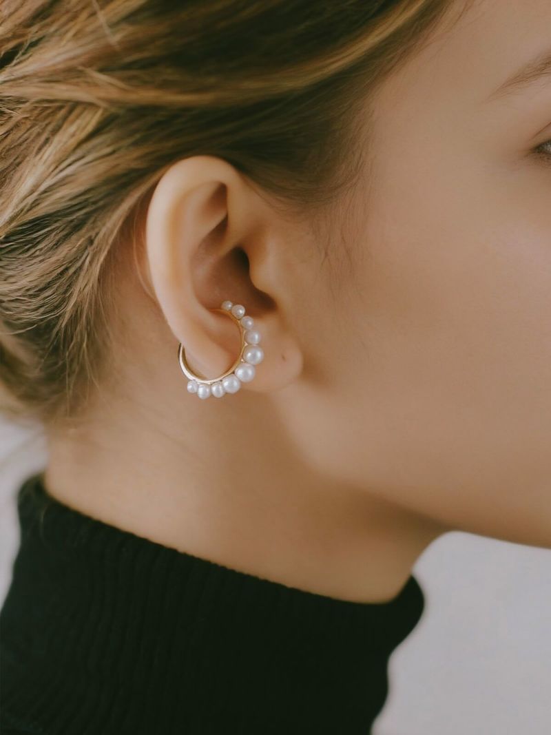 K10 10金 ピアス プレゼント イヤカフ ピアリング 卒業式 入学式 アクセサリー パール イヤリング １０金 10K イヤーカフ シンプル 真珠 レディース イヤカフ K10 パール 淡水真珠  ゴールド イヤリング カジュアル フォーマル おしゃれ