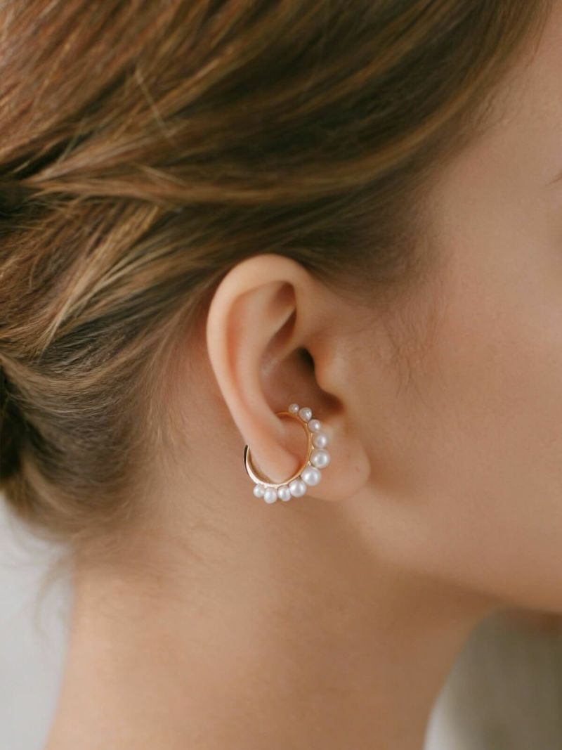 K10 10金 ピアス プレゼント イヤカフ ピアリング 卒業式 入学式 アクセサリー パール イヤリング １０金 10K イヤーカフ シンプル 真珠 レディース イヤカフ K10 パール 淡水真珠  ゴールド イヤリング カジュアル フォーマル おしゃれ