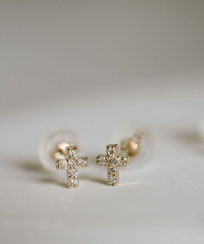 Tiny Diamond Motif Gold Necklace MELE NK -メレネックレス- | Ops